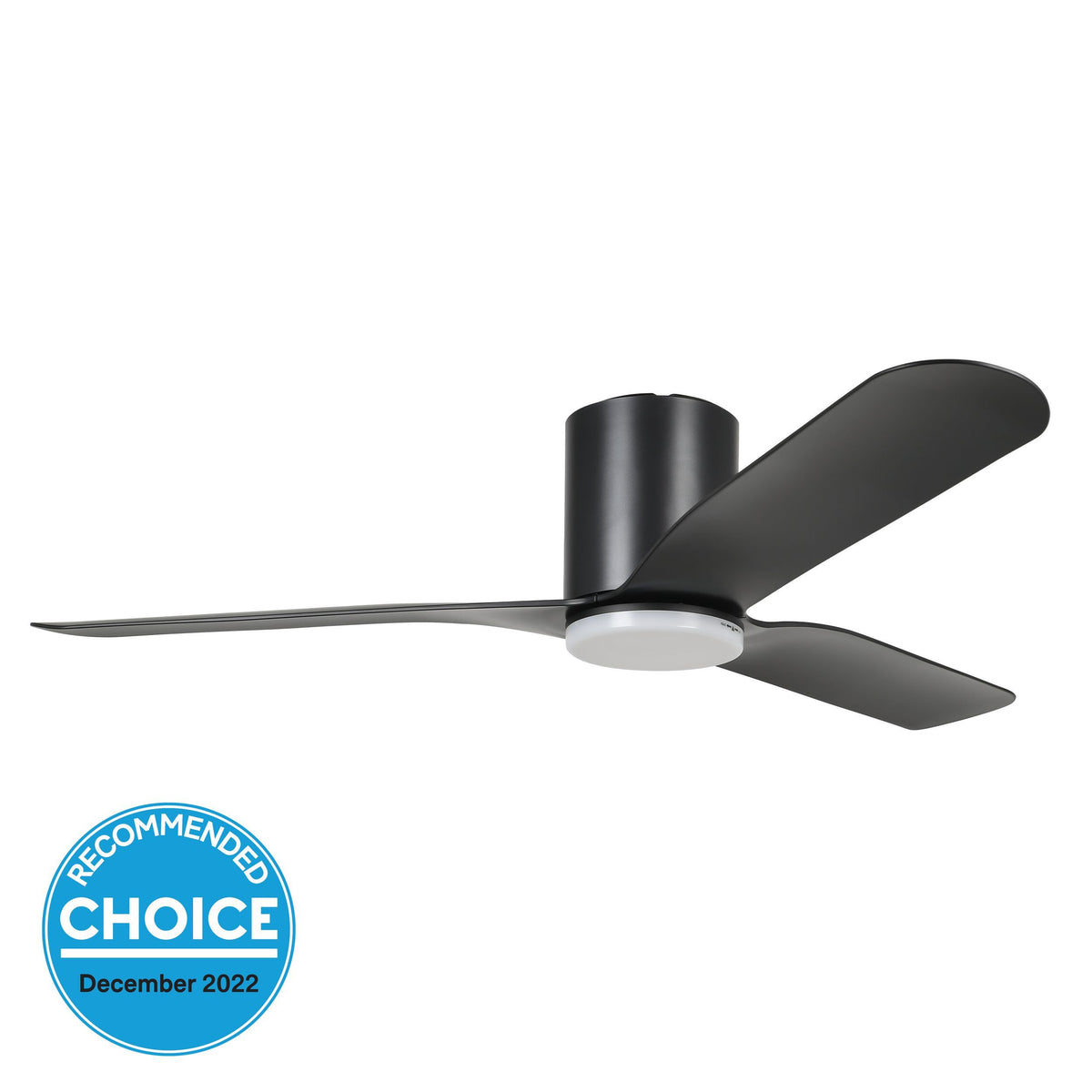 Iluka 52"/1320mm Black with LED Light DC Low Profile Flush Ceiling Fan