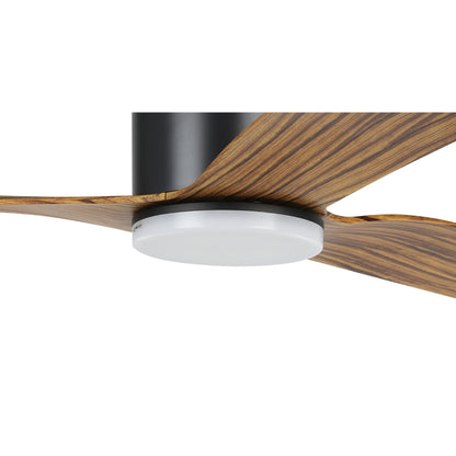 Iluka 52&quot;/1320mm Black and Rustic Timber with LED Light DC Low Profile Flush Ceiling Fan