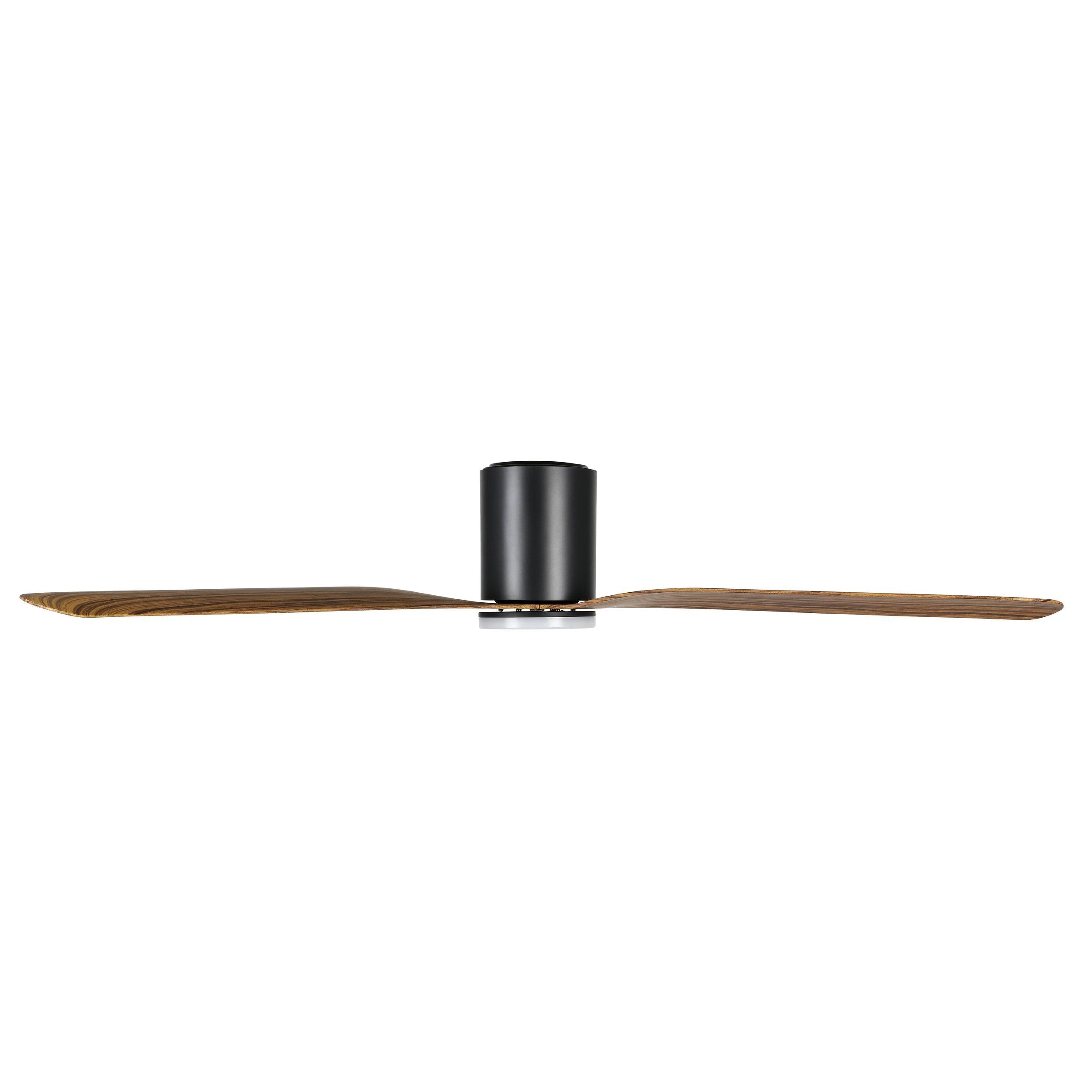 Iluka 60&quot;/1520mm Black and Rustic Timber with LED Light DC Low Profile Flush Ceiling Fan