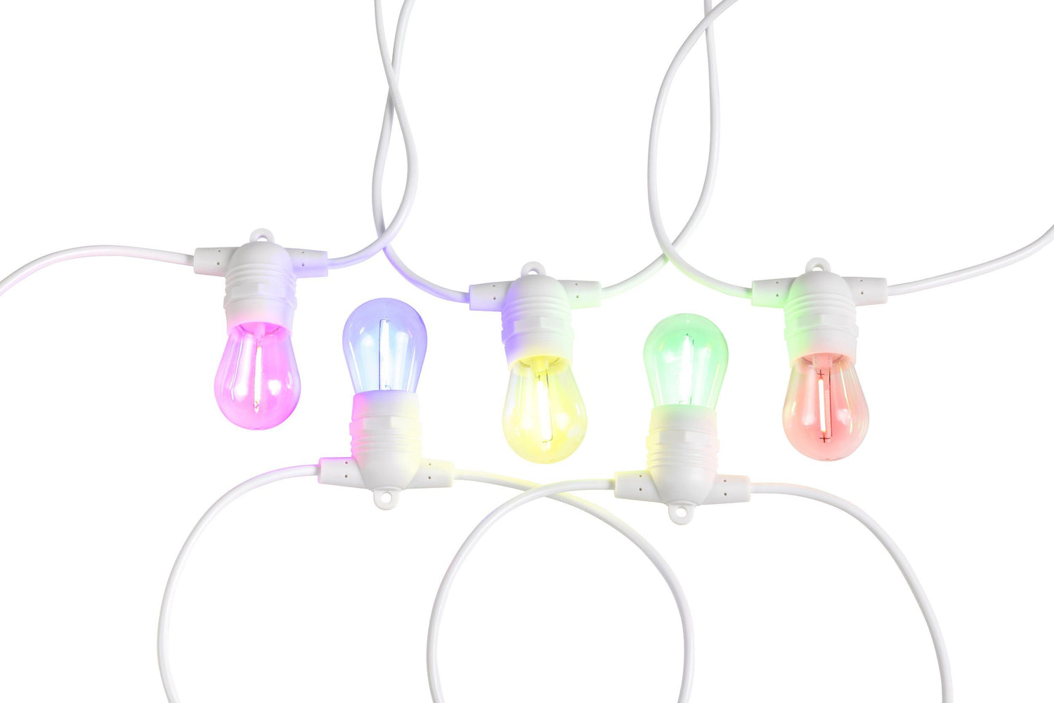 Festoon Extension White with 10-Light Multi-Colour