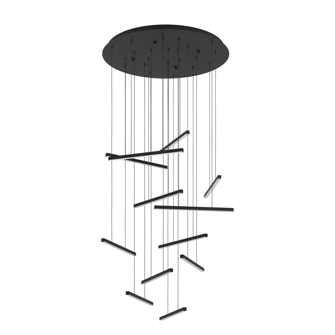 Lindoza 12 Light Round Black Slimline Contemporary Feature Pendant