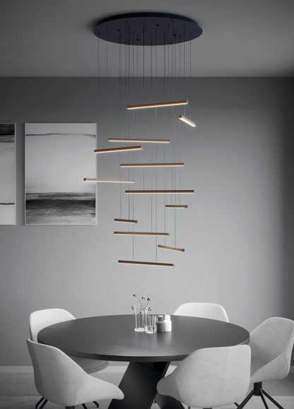 Lindoza 12 Light Round Black Slimline Contemporary Feature Pendant