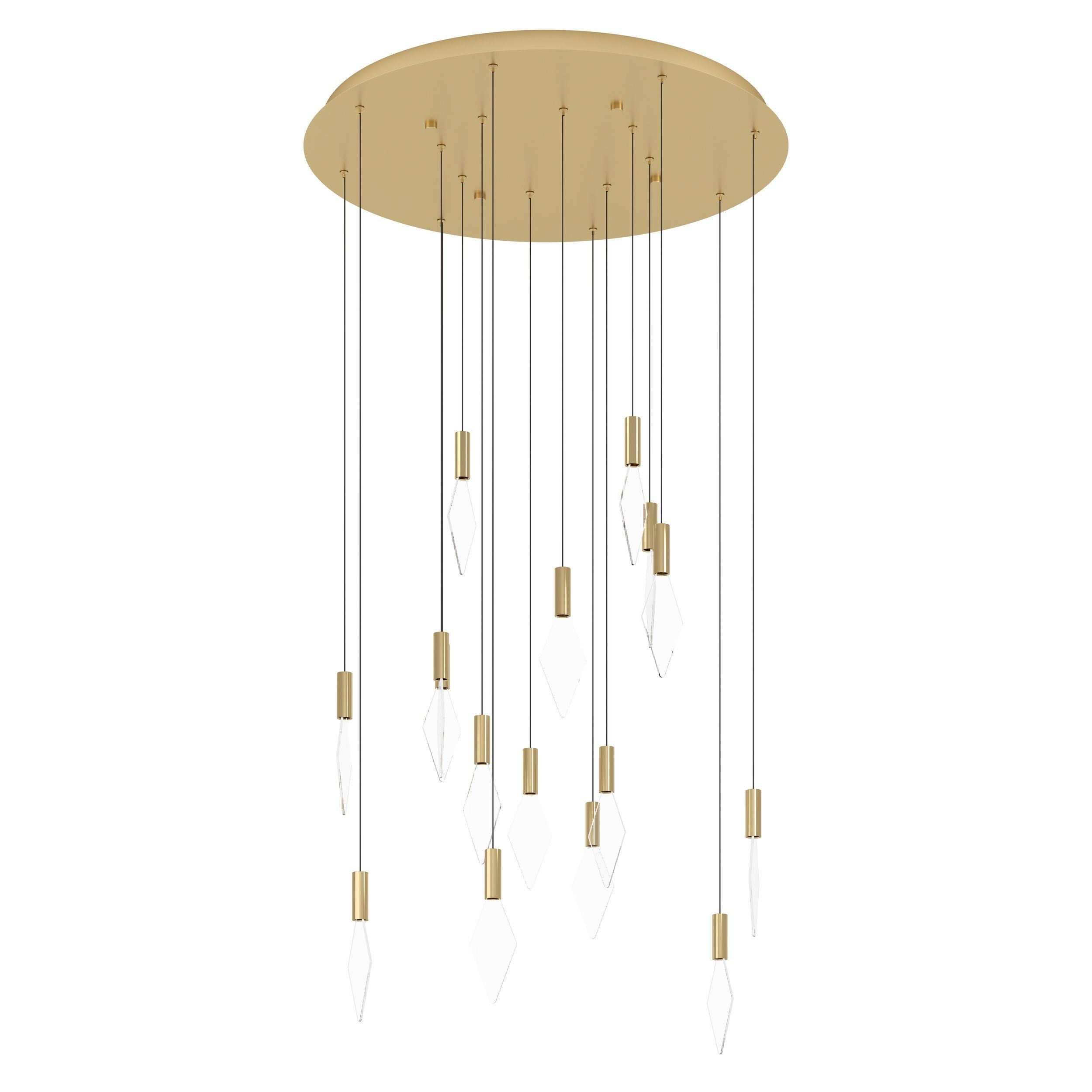 Mirador 16 Light Round Brass and Acrylic Contemporary Feature Pendant