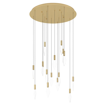 Mirador 16 Light Round Brass and Acrylic Contemporary Feature Pendant