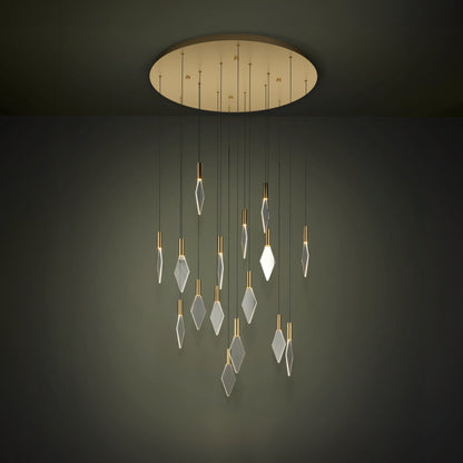 Mirador 16 Light Round Brass and Acrylic Contemporary Feature Pendant