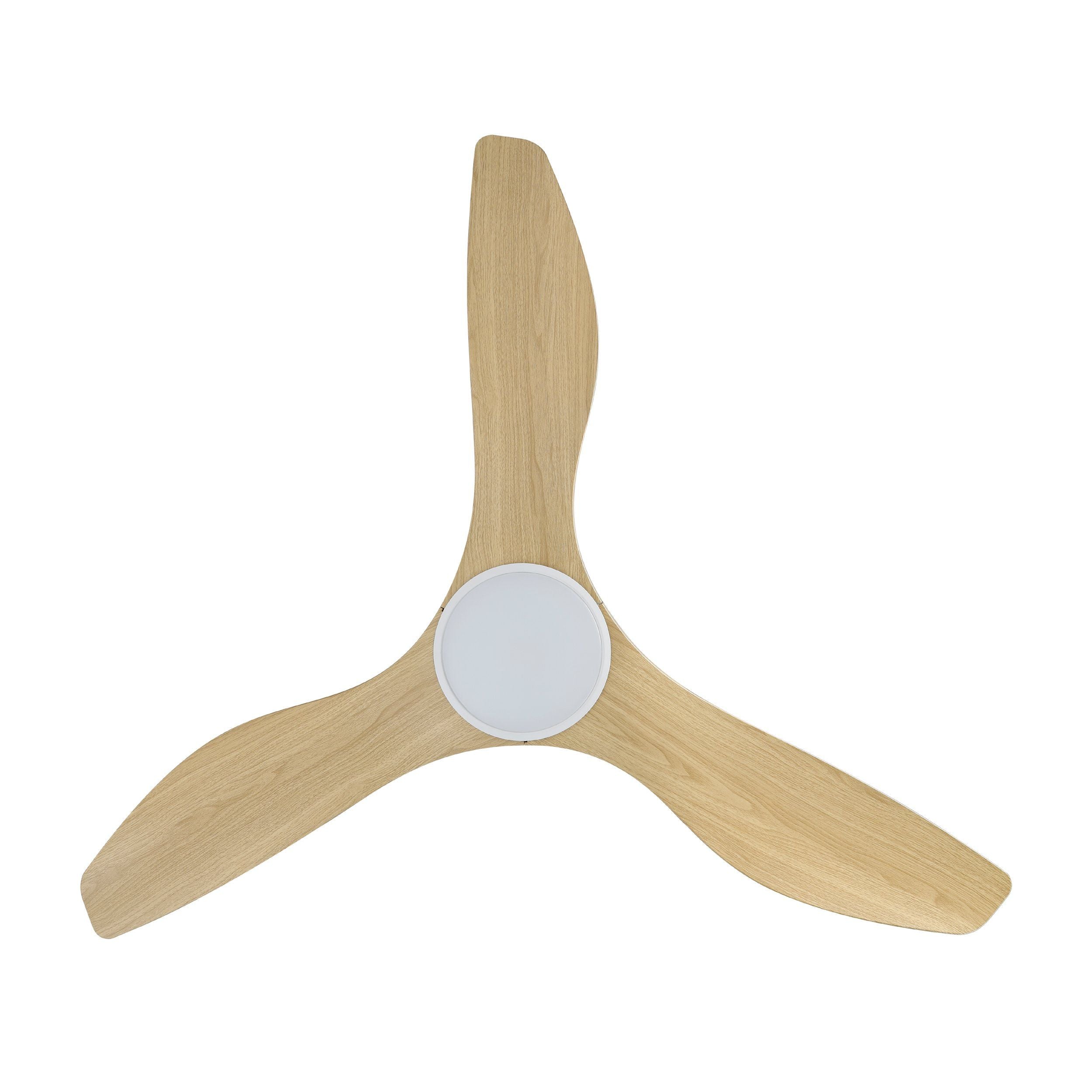 Surf 48&quot;/1220mm 3 Blade White and Oak with LED Light DC Motor ABS Ceiling Fan