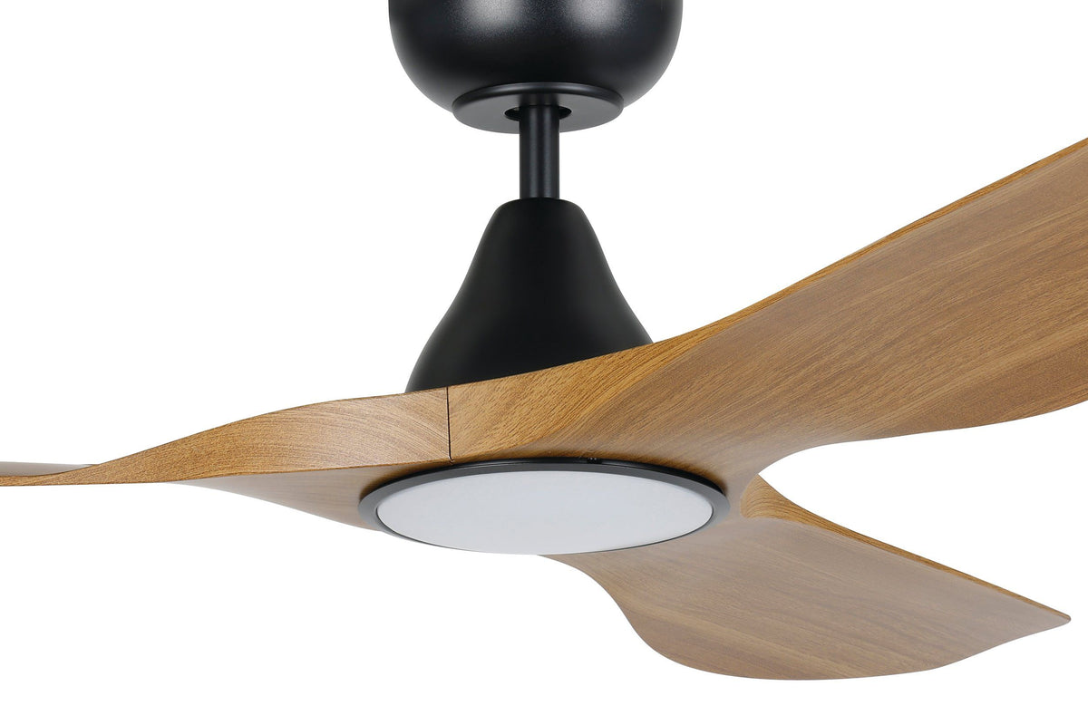 Surf 48"/1220mm 3 Blade Black and Burmese Teak with LED Light DC Motor ABS Ceiling Fan