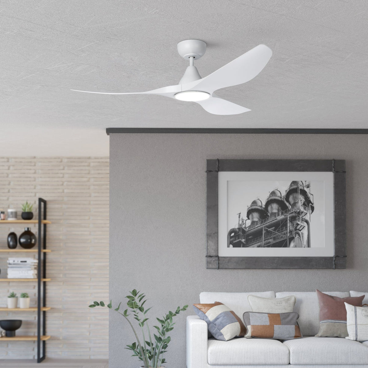 Surf 52"/1320mm 3 Blade White with LED Light DC Motor ABS Ceiling Fan