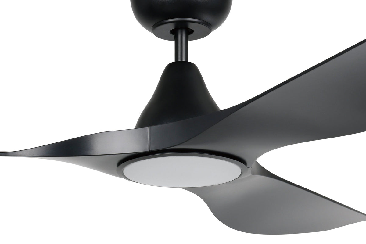 Surf 52"/1320mm 3 Blade Black with LED Light DC Motor ABS Ceiling Fan
