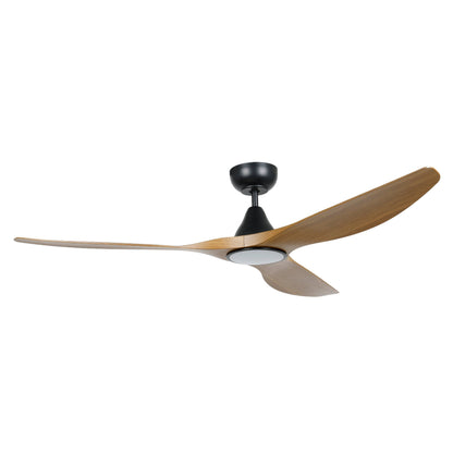 Surf 60&quot;/1520mm 3 Blade Black and Burmese Teak with LED Light DC Motor ABS Ceiling Fan