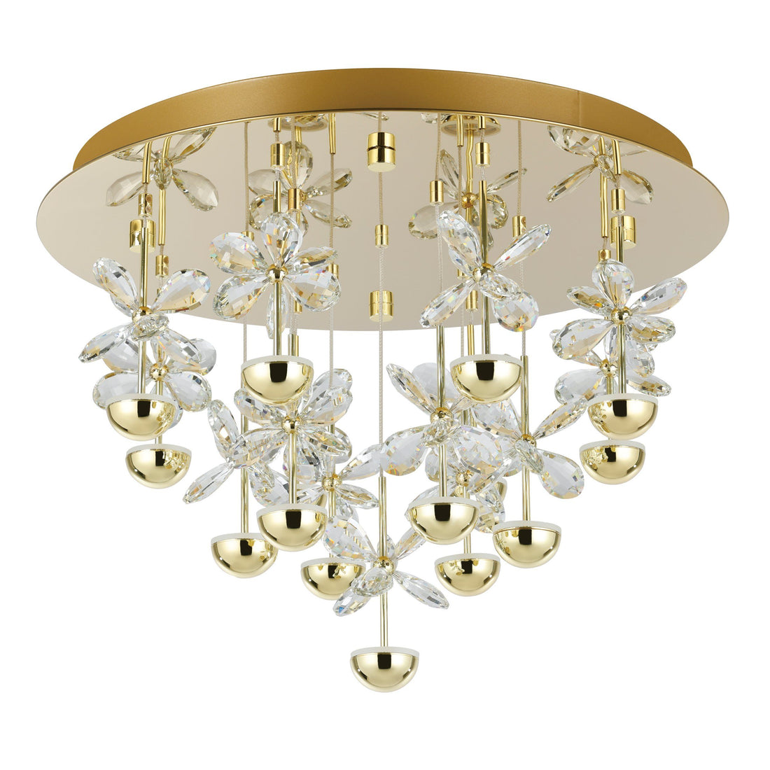 Pianopoli 15 Light Brass Crystal Butterfly Close to Ceiling