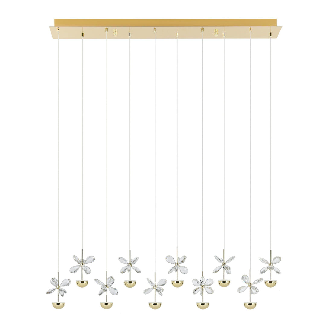 Pianopoli 10 Light Bar Brass Crystal Butterfly Pendant