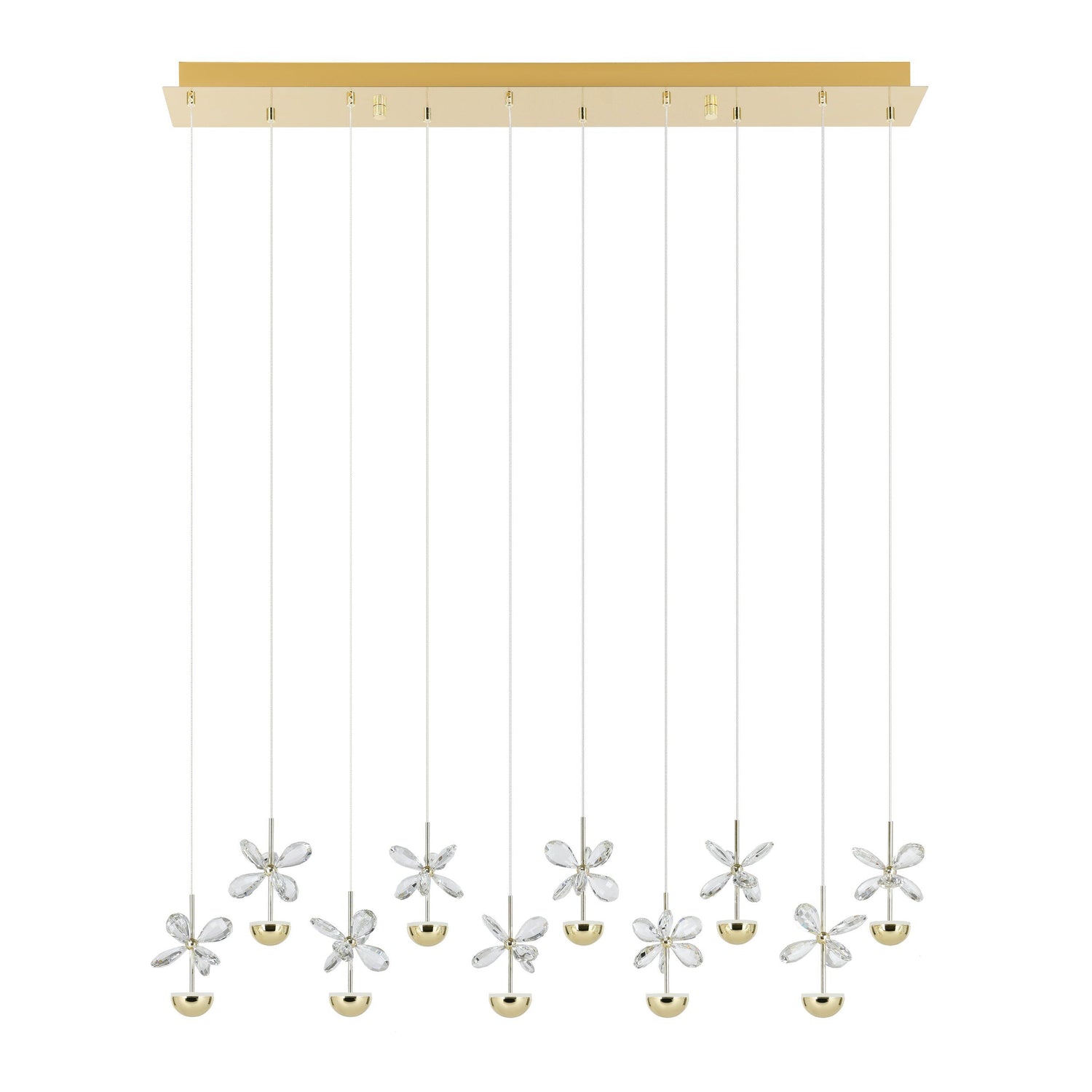 Pianopoli 10 Light Bar Brass Crystal Butterfly Pendant