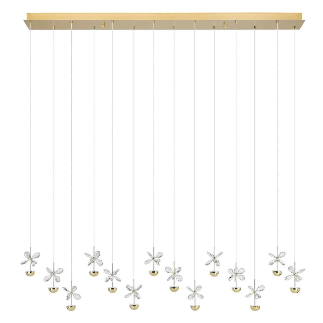 Pianopoli 14 Light Bar Brass Crystal Butterfly Pendant