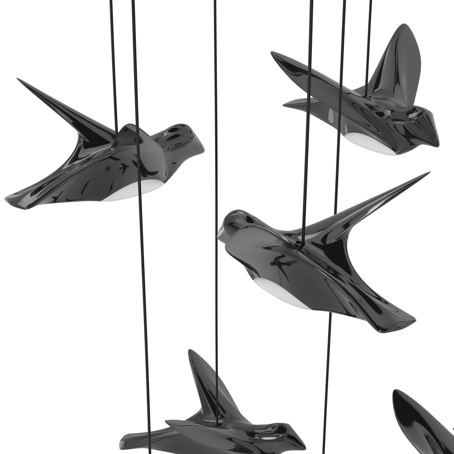 Paratebueno 8 Light Linear Nickel-Nero Black Bird Contemporary Feature Pendant