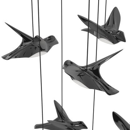 Paratebueno 8 Light Linear Nickel-Nero Black Bird Contemporary Feature Pendant