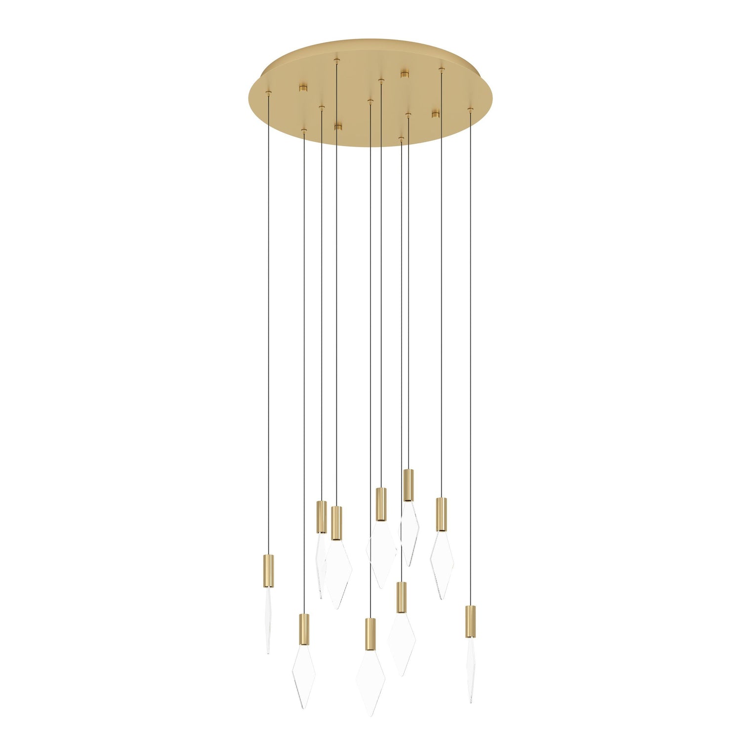 Mirador 10 Light Round Brass and Acrylic Contemporary Feature Pendant