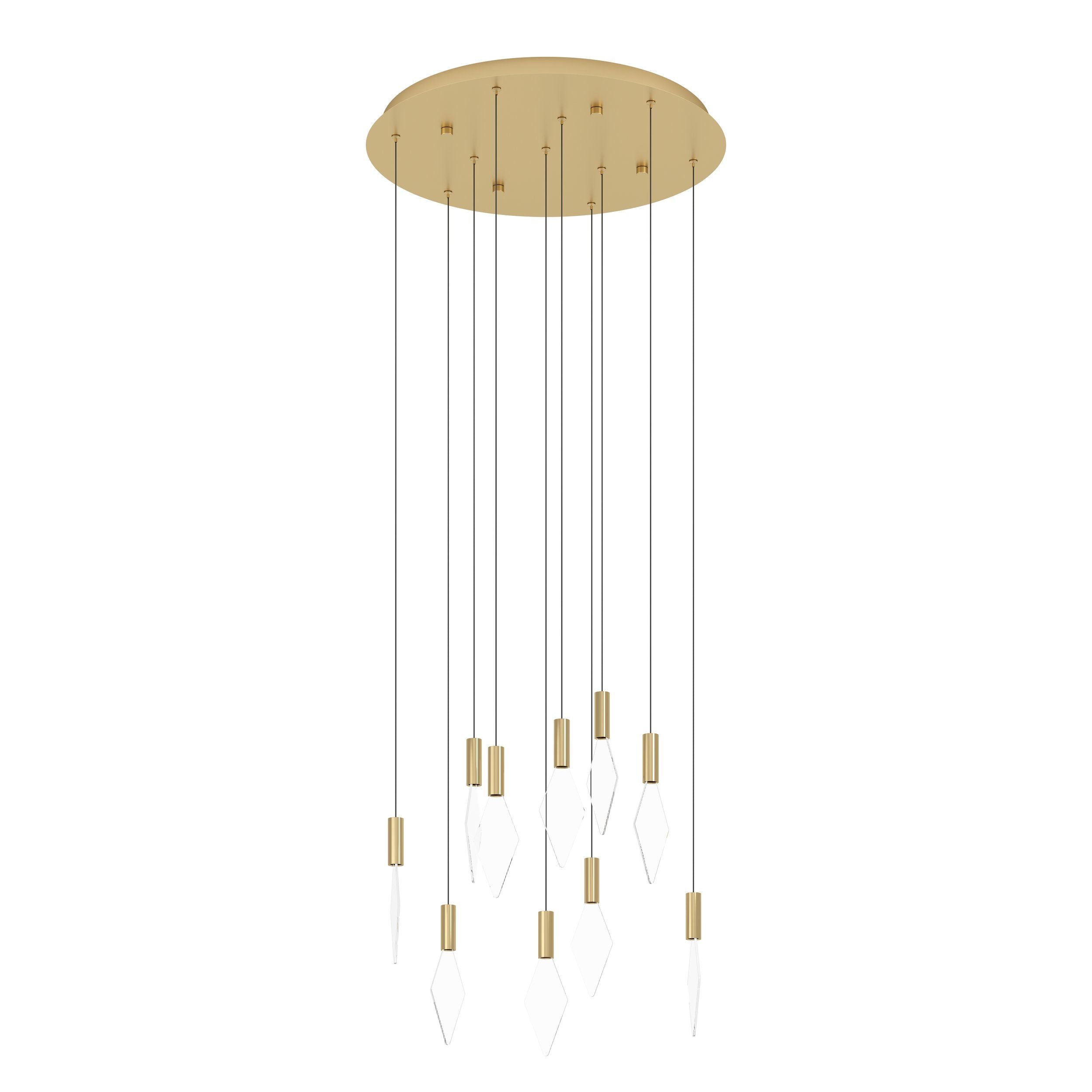 Mirador 10 Light Round Brass and Acrylic Contemporary Feature Pendant