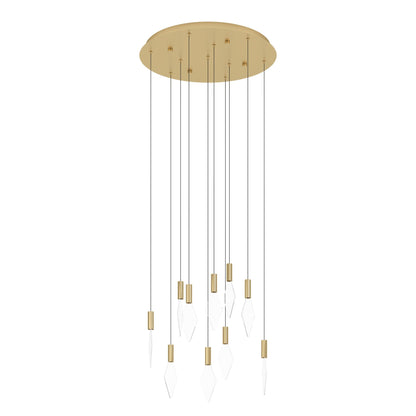 Mirador 10 Light Round Brass and Acrylic Contemporary Feature Pendant