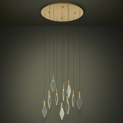 Mirador 10 Light Round Brass and Acrylic Contemporary Feature Pendant