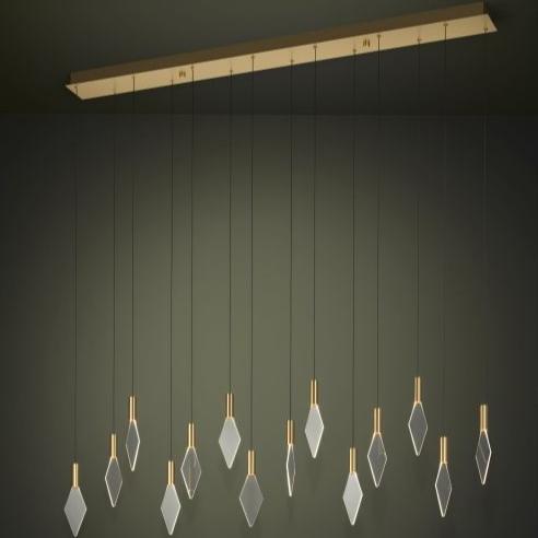 Mirador 14 Light Linear Brass and Acrylic Contemporary Feature Pendant