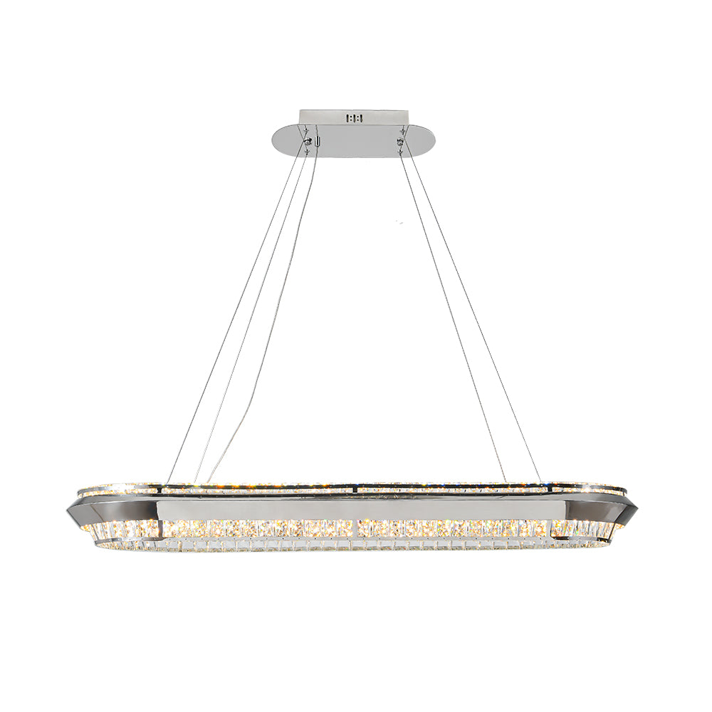 Royal Chrome Oval LED Tri-Colour 60w Crystal Pendant Light