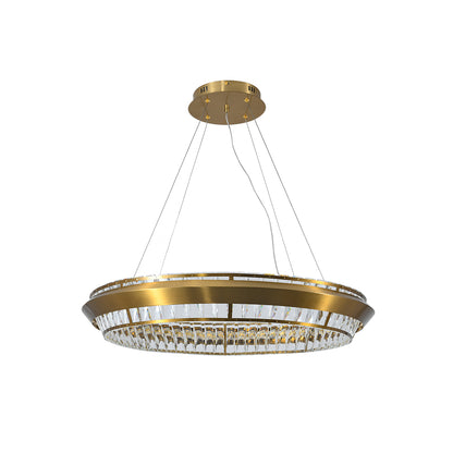 Royal Gold Round LED Tri-Colour 48w Crystal Pendant Light