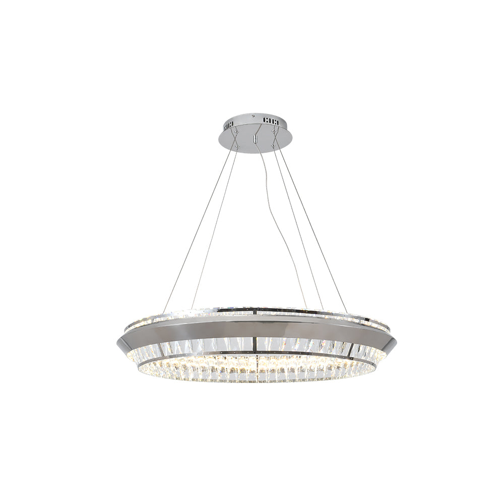 Royal Chrome Round LED Tri-Colour 48w Crystal Pendant Light