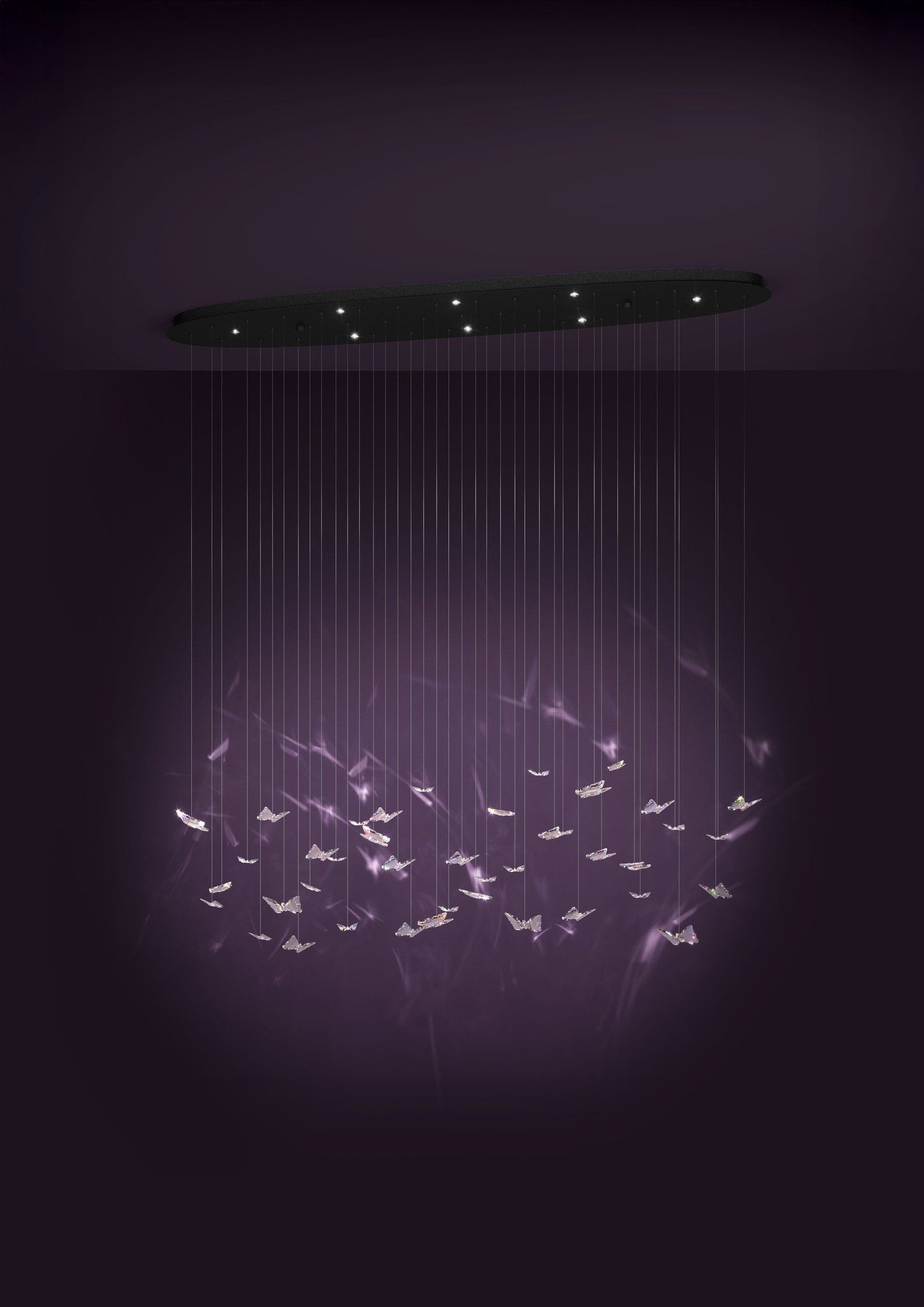 Adrados Black and Crystal Butterfly 1480mm Linear LED Contemporary Pendant