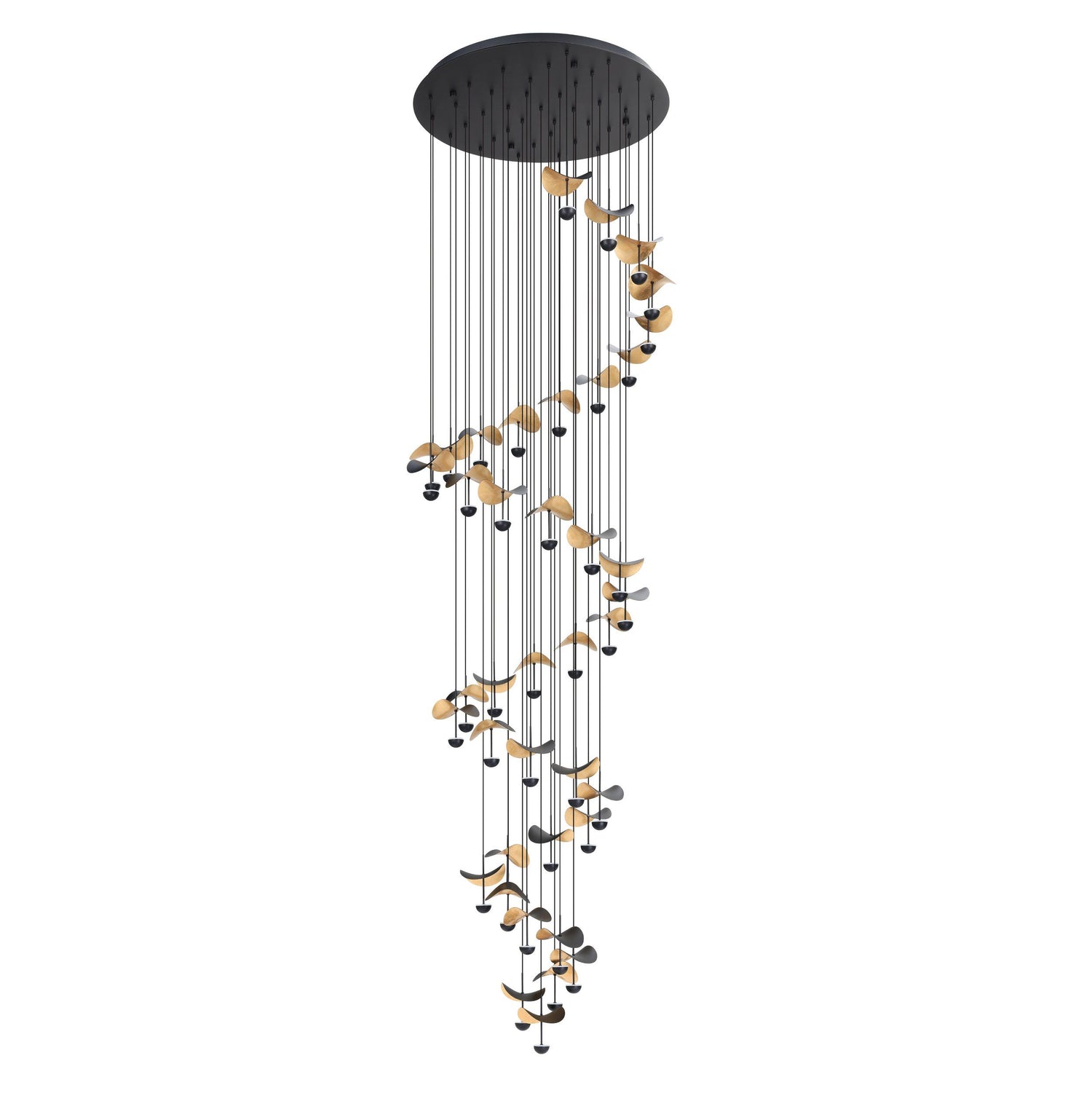 Dracera 40 Light Black and Gold Contemporary Spiral Pendant