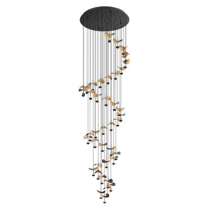 Dracera 40 Light Black and Gold Contemporary Spiral Pendant