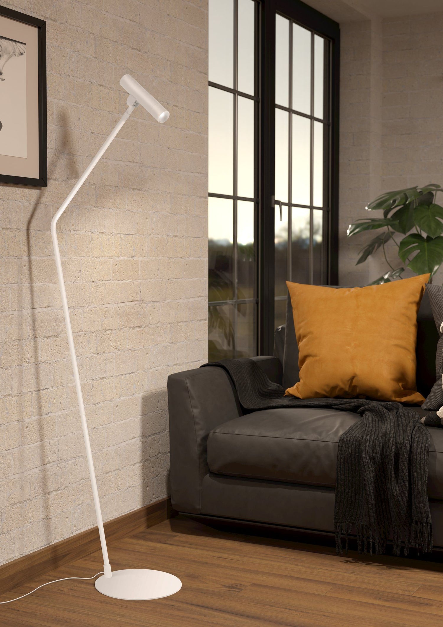 Almudaina White LED Slim Contemporary Floor Lamp
