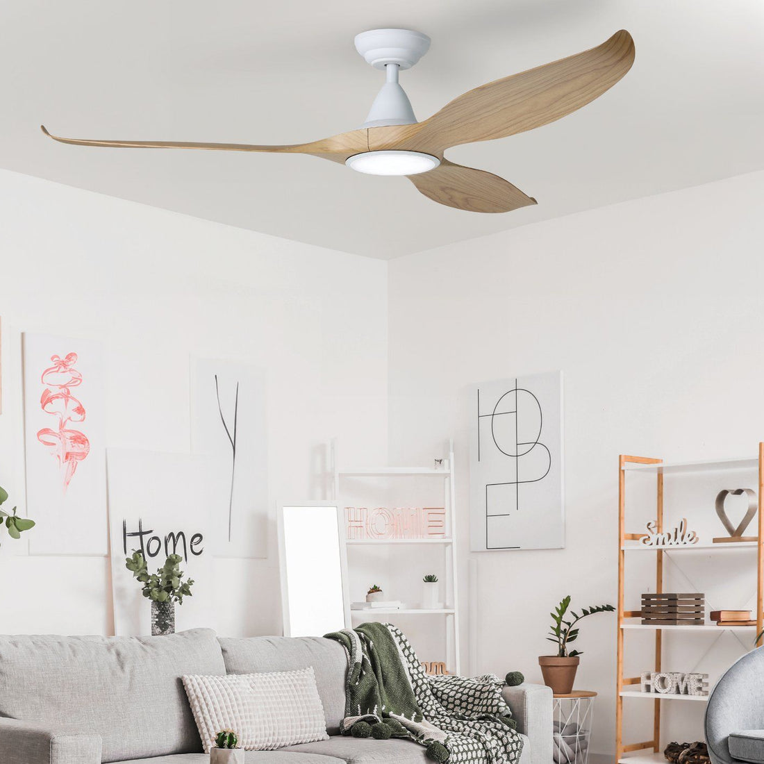 Noosa 60&quot;/152cm Blackbutt and White with LED Light DC Motor Ceiling Fan