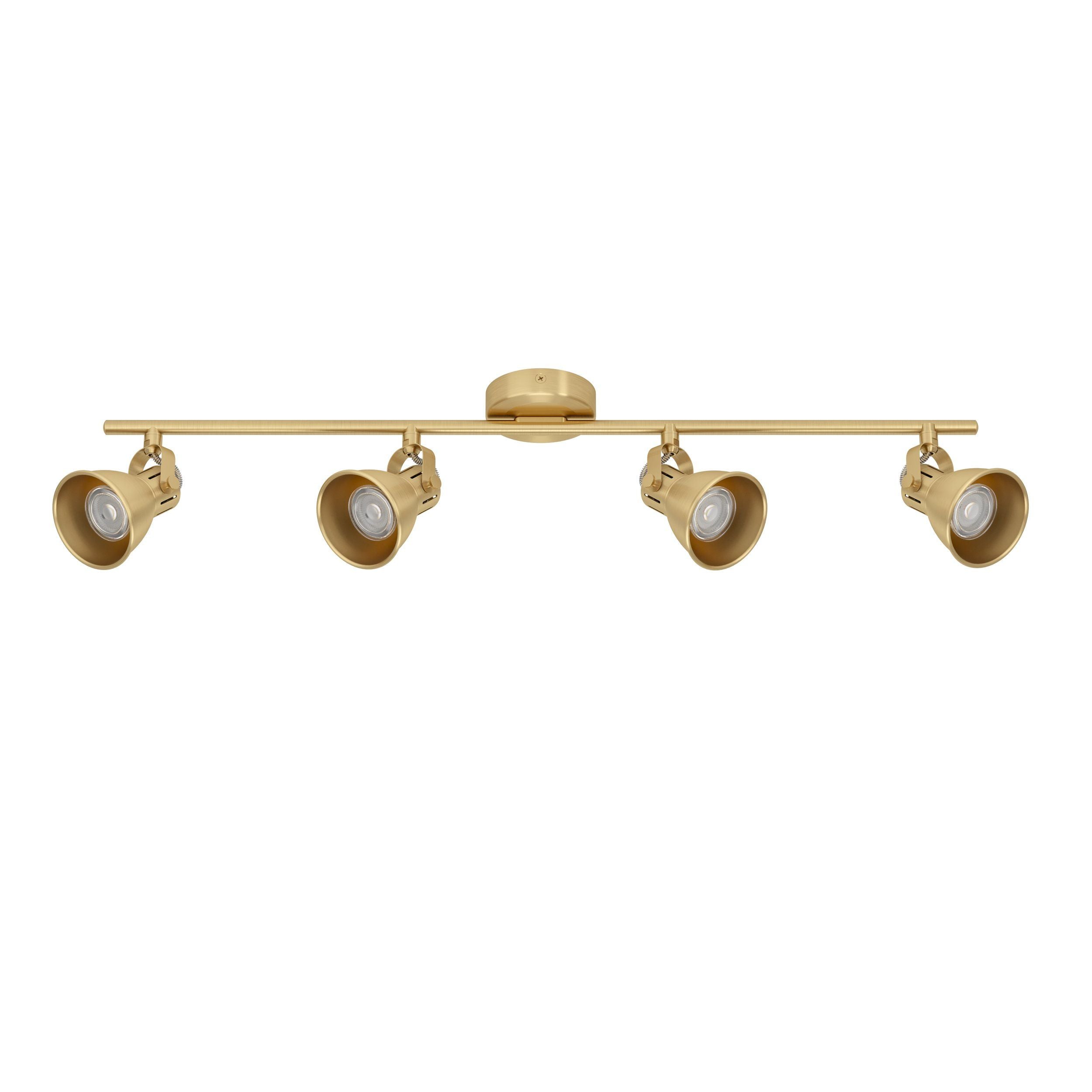 Seras Brushed Brass 4 Light Modern Industrial GU10 Spotlight