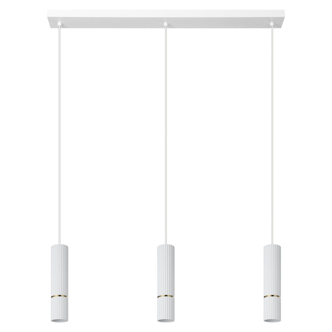 Caminia 3 Light Bar White and Brass Modern Slimline Pendant