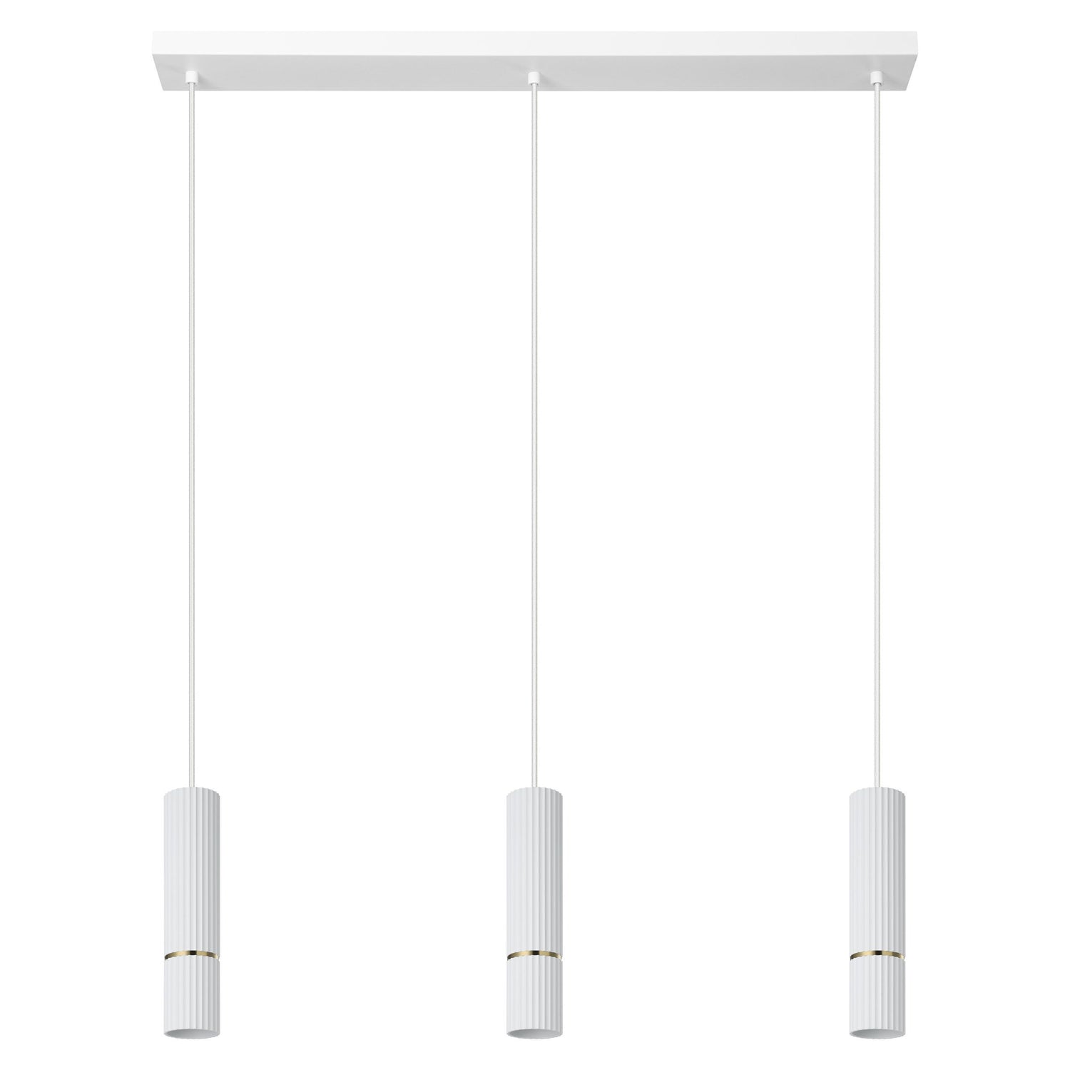 Caminia 3 Light Bar White and Brass Modern Slimline Pendant