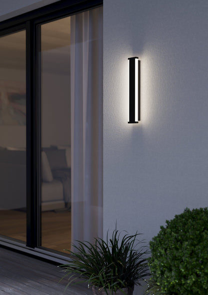 Neviano 38cm Black Contemporary Tri-Colour LED Outdoor Wall Light