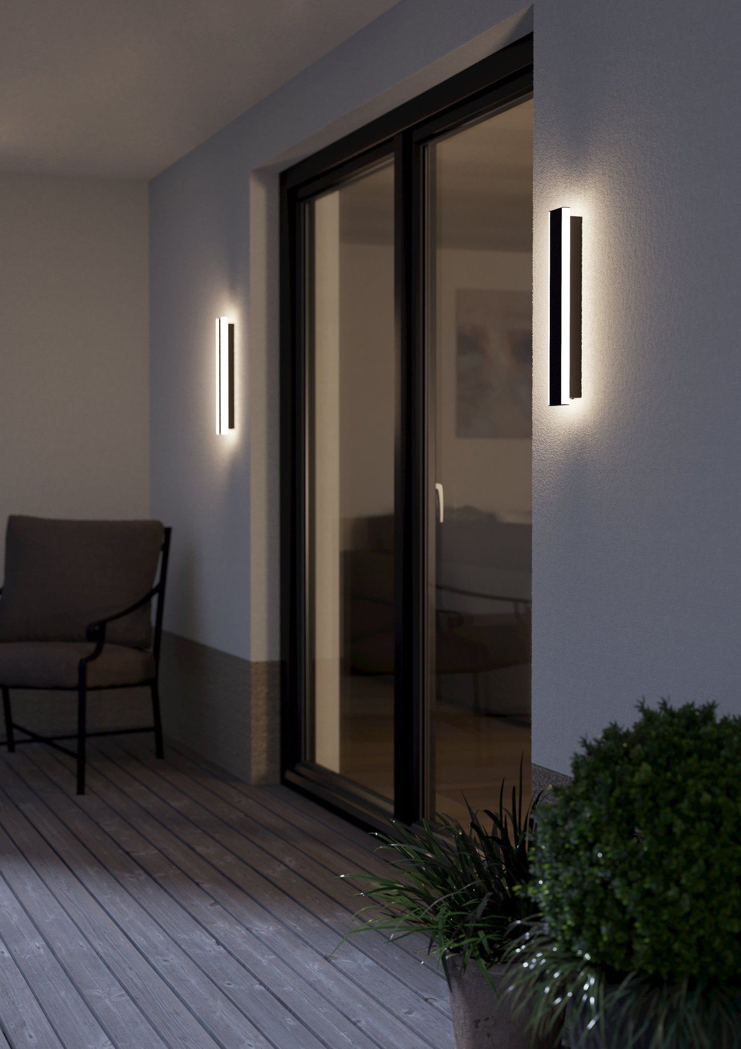 Neviano 38cm Black Contemporary Tri-Colour LED Outdoor Wall Light