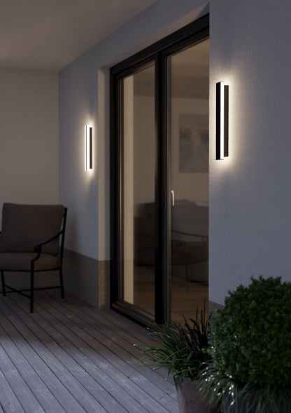 Neviano 38cm Black Contemporary Tri-Colour LED Outdoor Wall Light