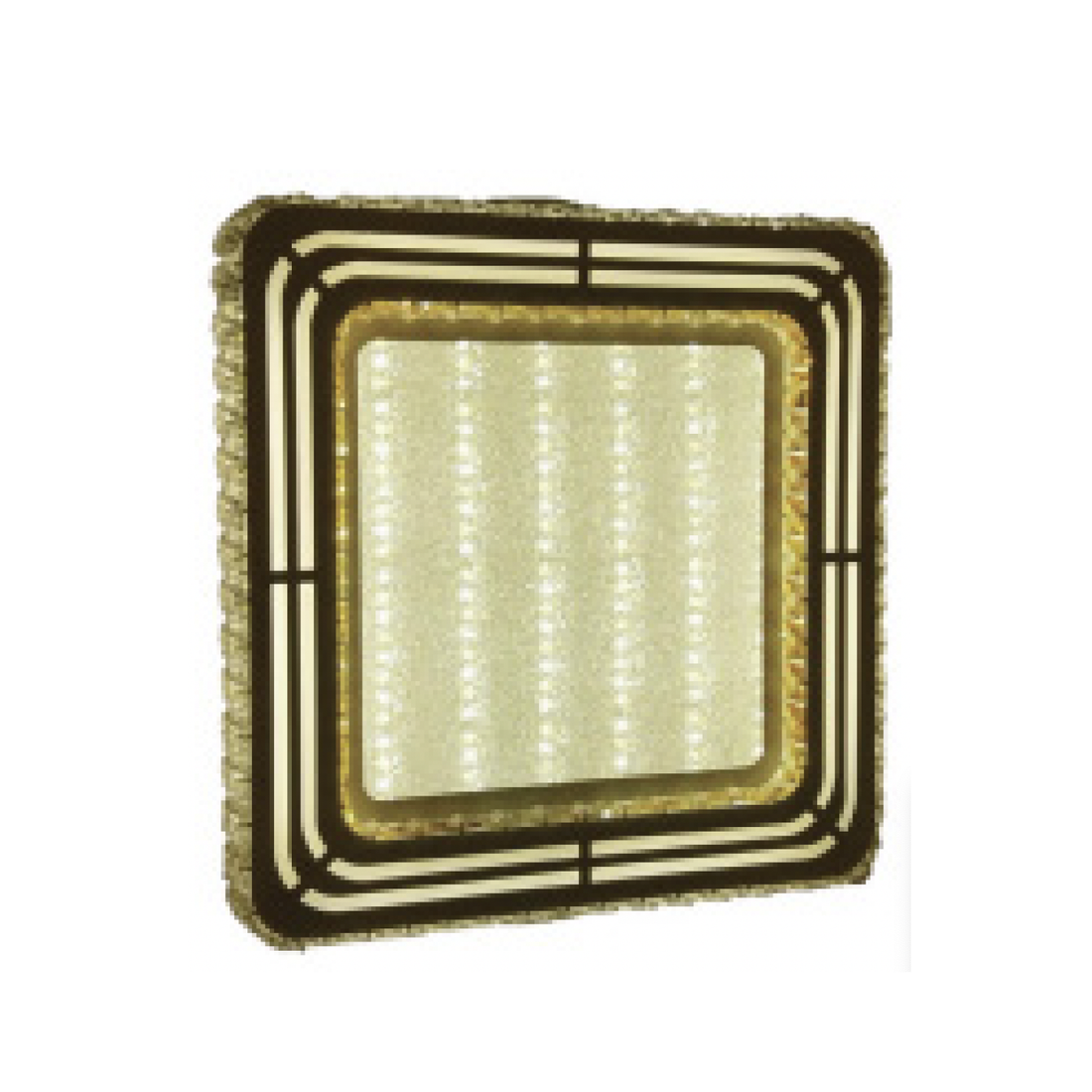QL8017 520mm Amber and Chrome Square Crystal Tri-Colour Ceiling Light