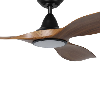 Noosa 52&quot;/132cm New Teak and Black with LED Light DC Motor Ceiling Fan