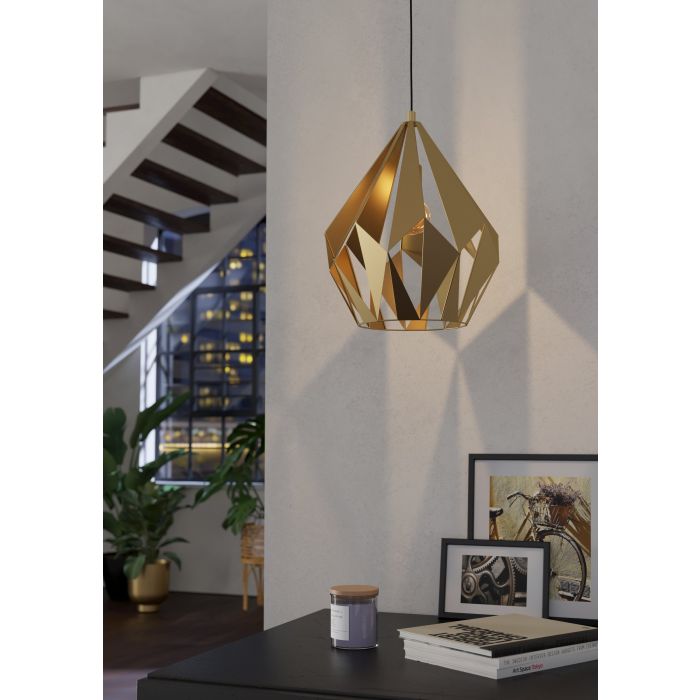 Carlton Matt Brass Large Prism Cut Pendant