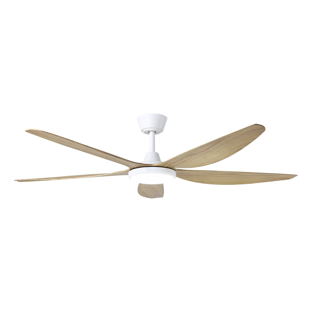 Miami 60"/1520mm 5 Blade White and Blackbutt with LED DC Motor ABS Ceiling Fan