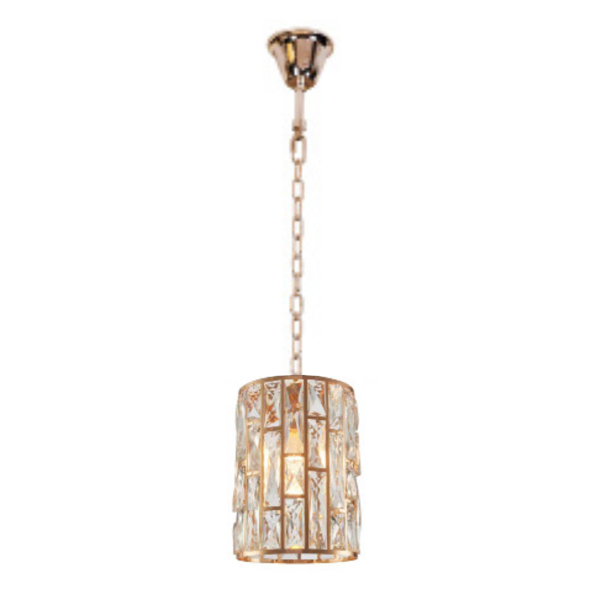 QL9007 200mm Gold 1-Light Round Crystal Traditional Pendant Fixture