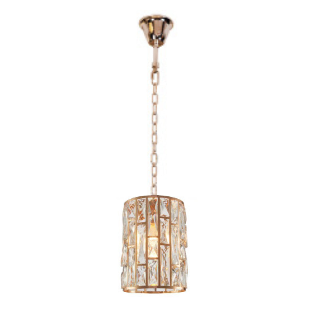 QL9007 200mm Gold 1-Light Round Crystal Traditional Pendant Fixture