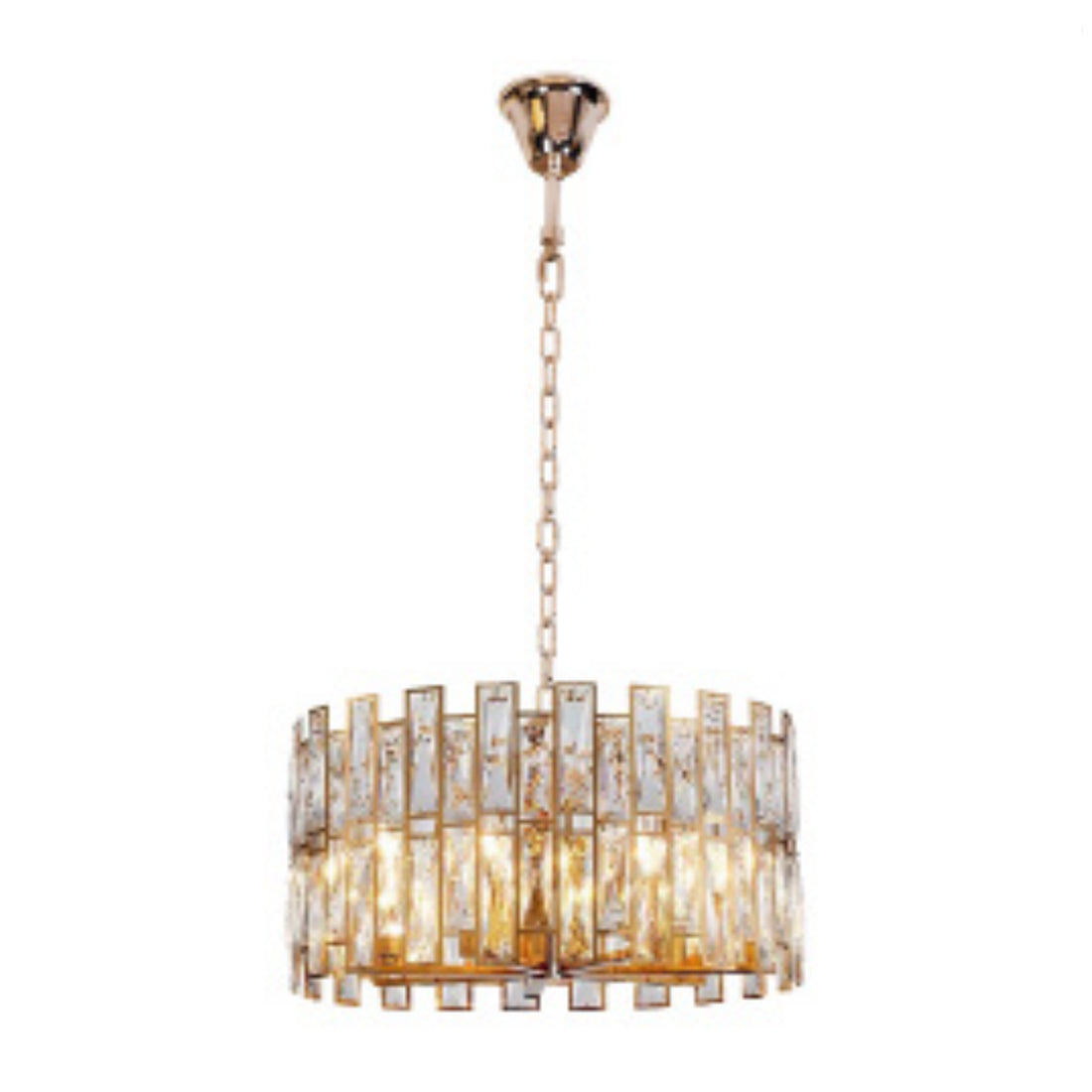 QL9007 400mm Gold 5-Light Round Crystal Traditional Pendant Fixture