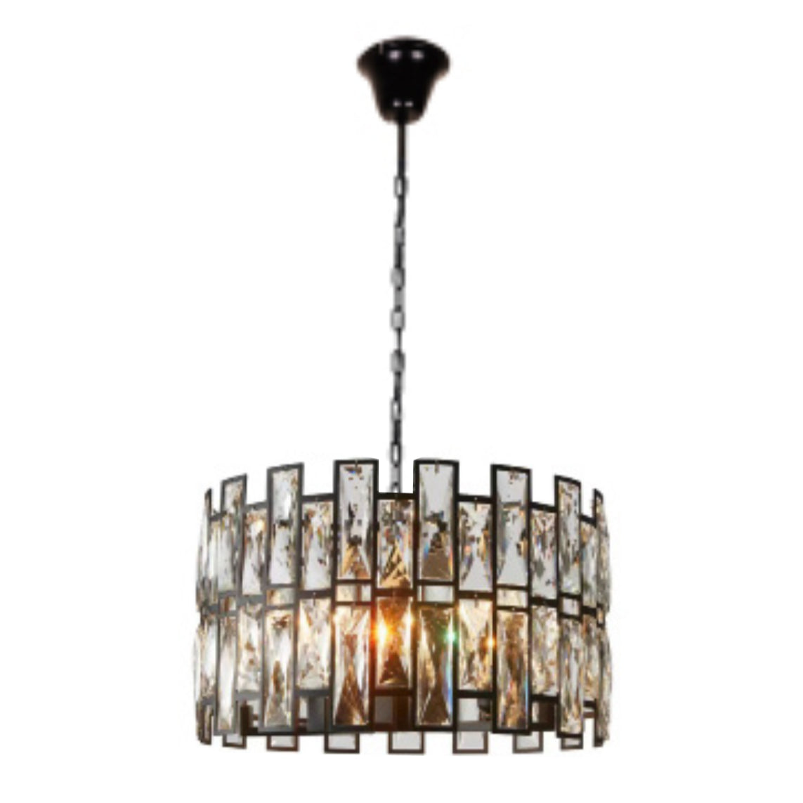 QL9007 400mm Black 5-Light Round Crystal Traditional Pendant Fixture