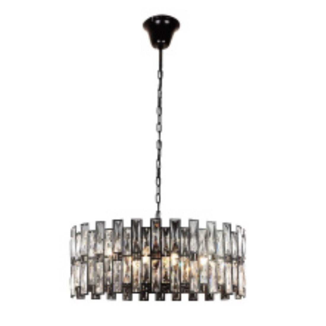 QL9007 520mm Black 7-Light Round Crystal Traditional Pendant Fixture