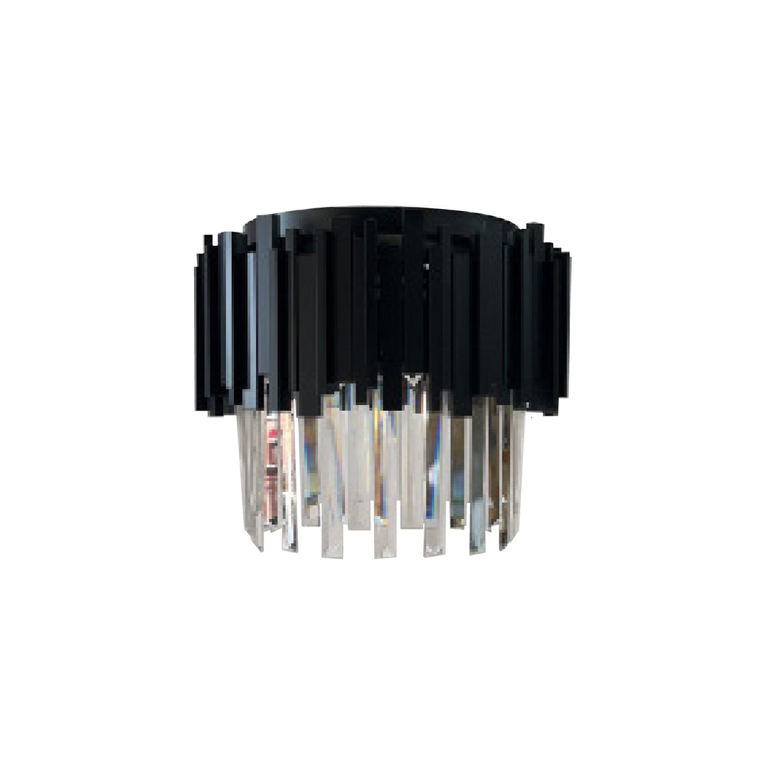 QL9019 400mm Black 6-Light Round Crystal Traditional Close to Ceiling Fixture