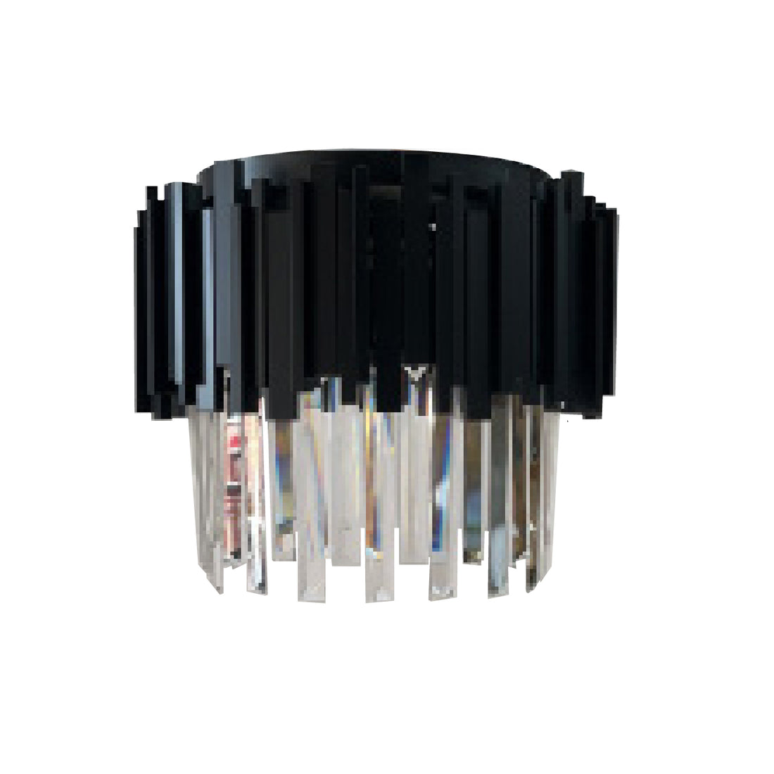 QL9019 550mm Black 9-Light Round Crystal Traditional Close to Ceiling Fixture